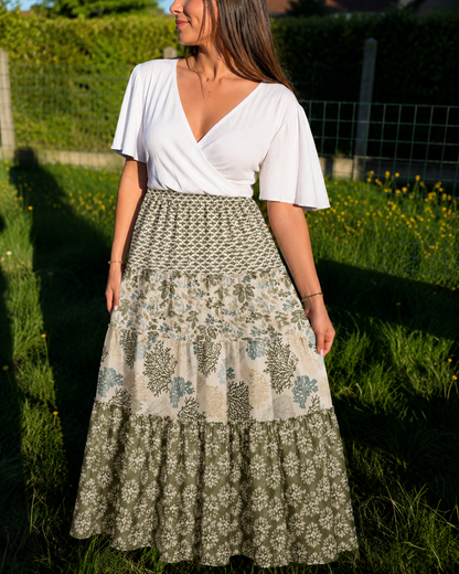 Jupe bohème Bénédicte kaki