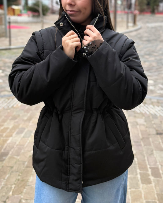 Manteau noir manches amovibles