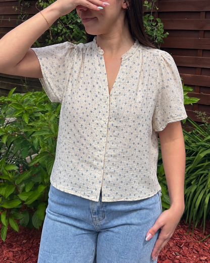 Haut gaze de coton bleu