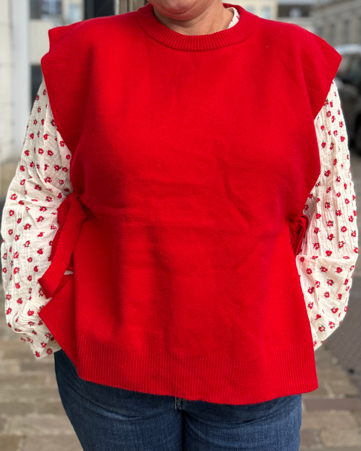Pull sans manches rouge