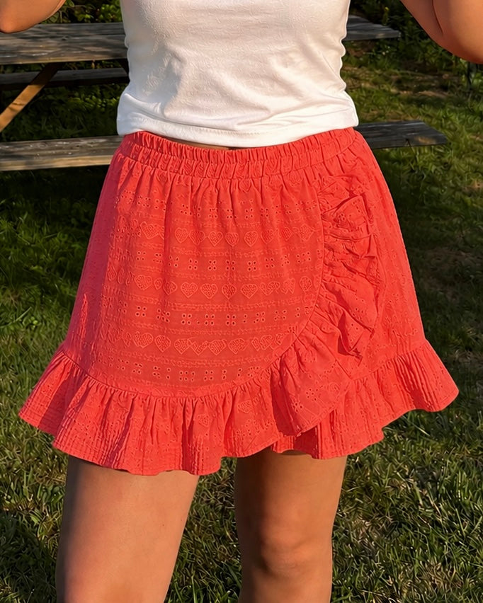 Jupe short cœur corail