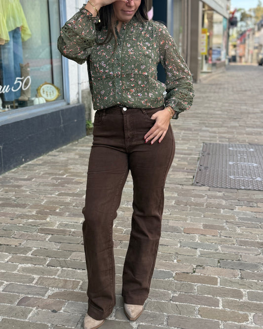 Jean wide leg marron