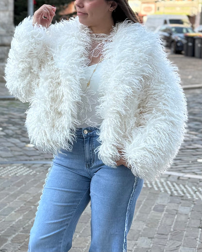 Veste fourrure fluffy crème