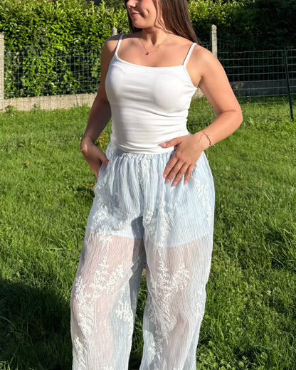Pantalon voile bleu