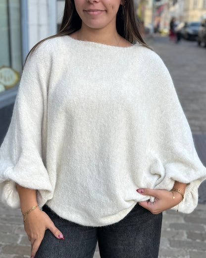 Pull oversize chauve souris écru 36 à 50
