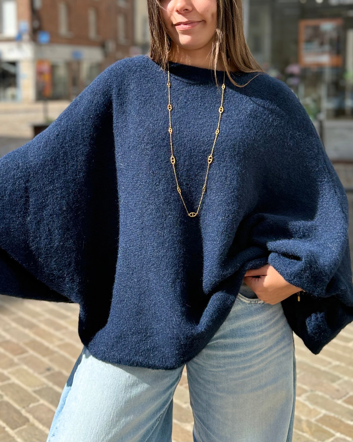 Pull oversize chauve souris marine 36 à 50