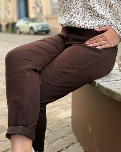Jean mom marron 36 à 48