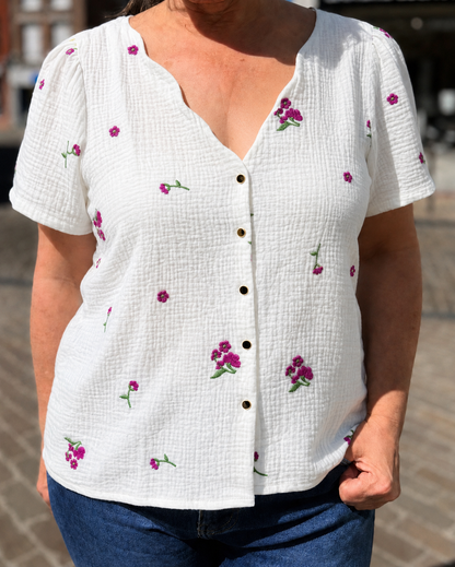 Chemise gaze de coton brodé