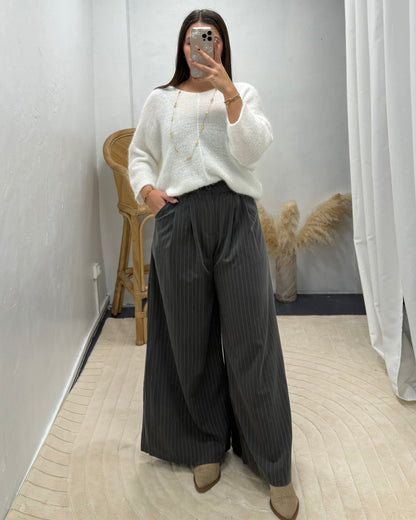 Pantalon gris rayures