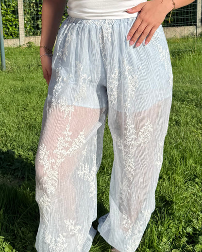 Pantalon voile bleu