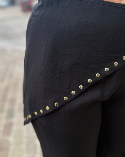 Pantalon fluide avec bandeau noir