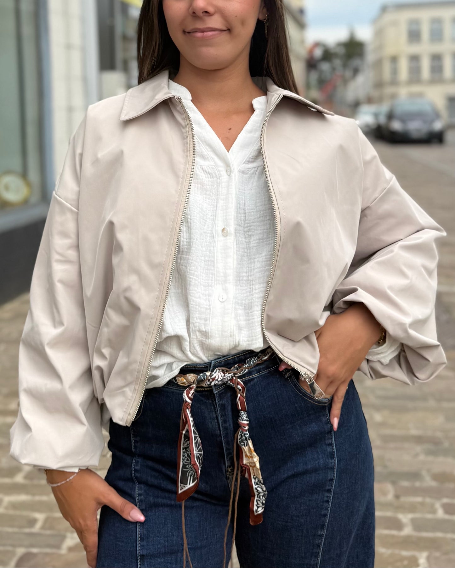 Bombers impermeable beige
