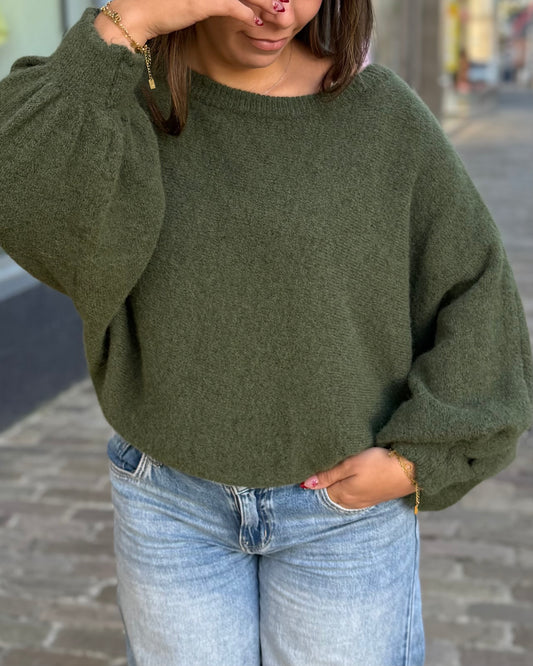 Pull épaule dénudée kaki