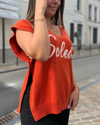 Pull sans manches Smile terracotta