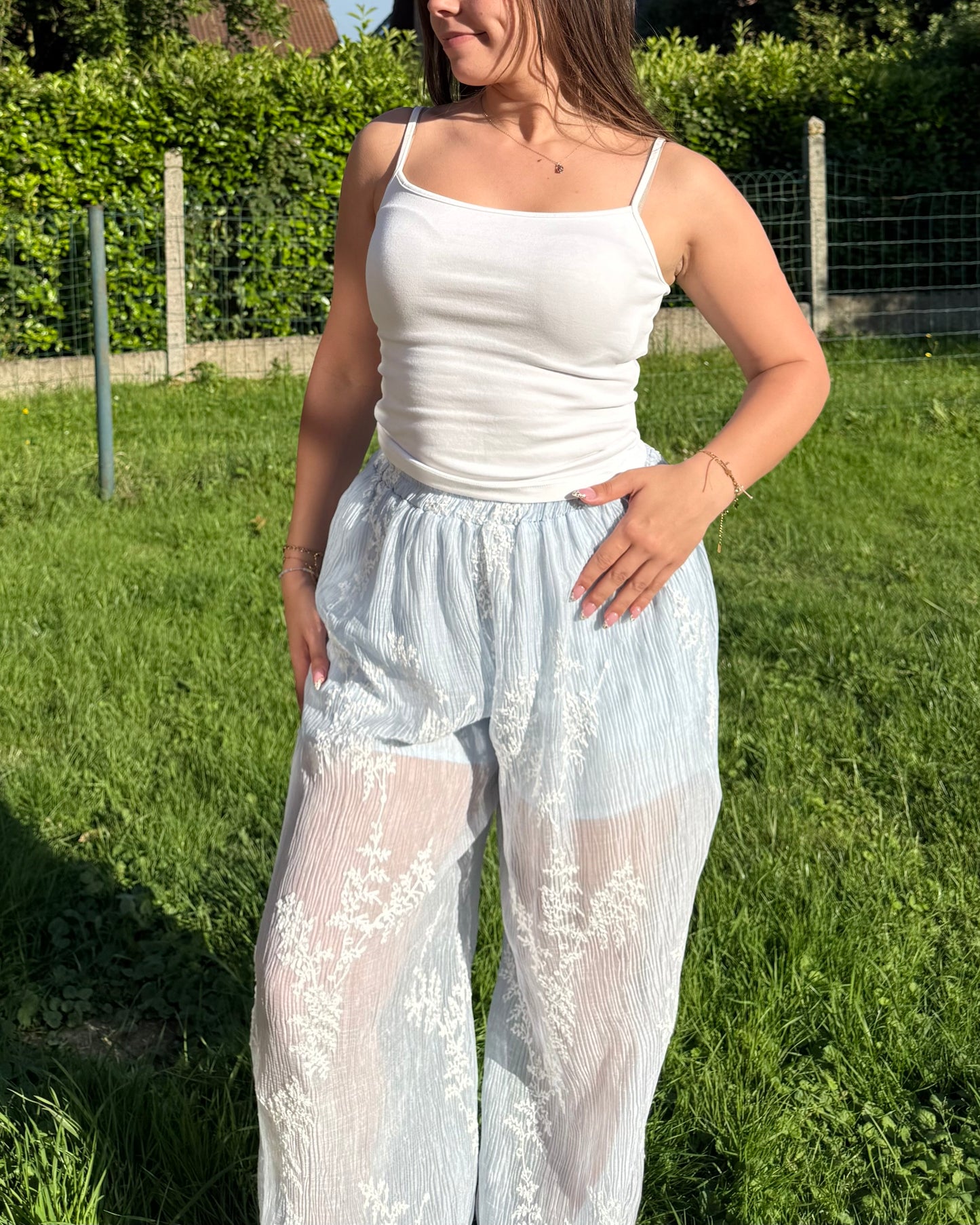 Pantalon voile bleu