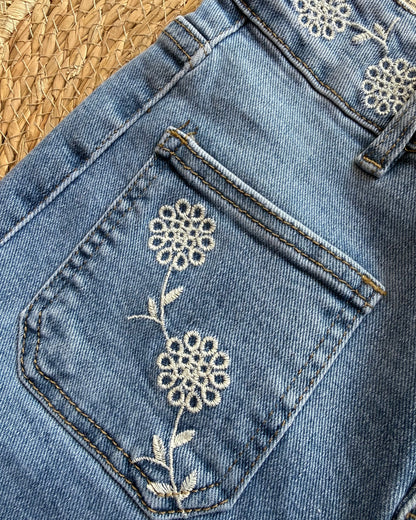 Jean brodé fleurs