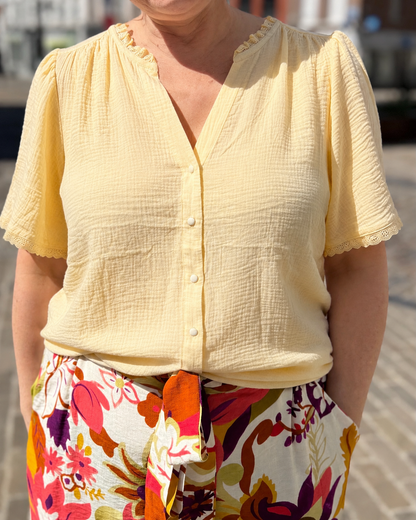 Chemise gaze de coton jaune