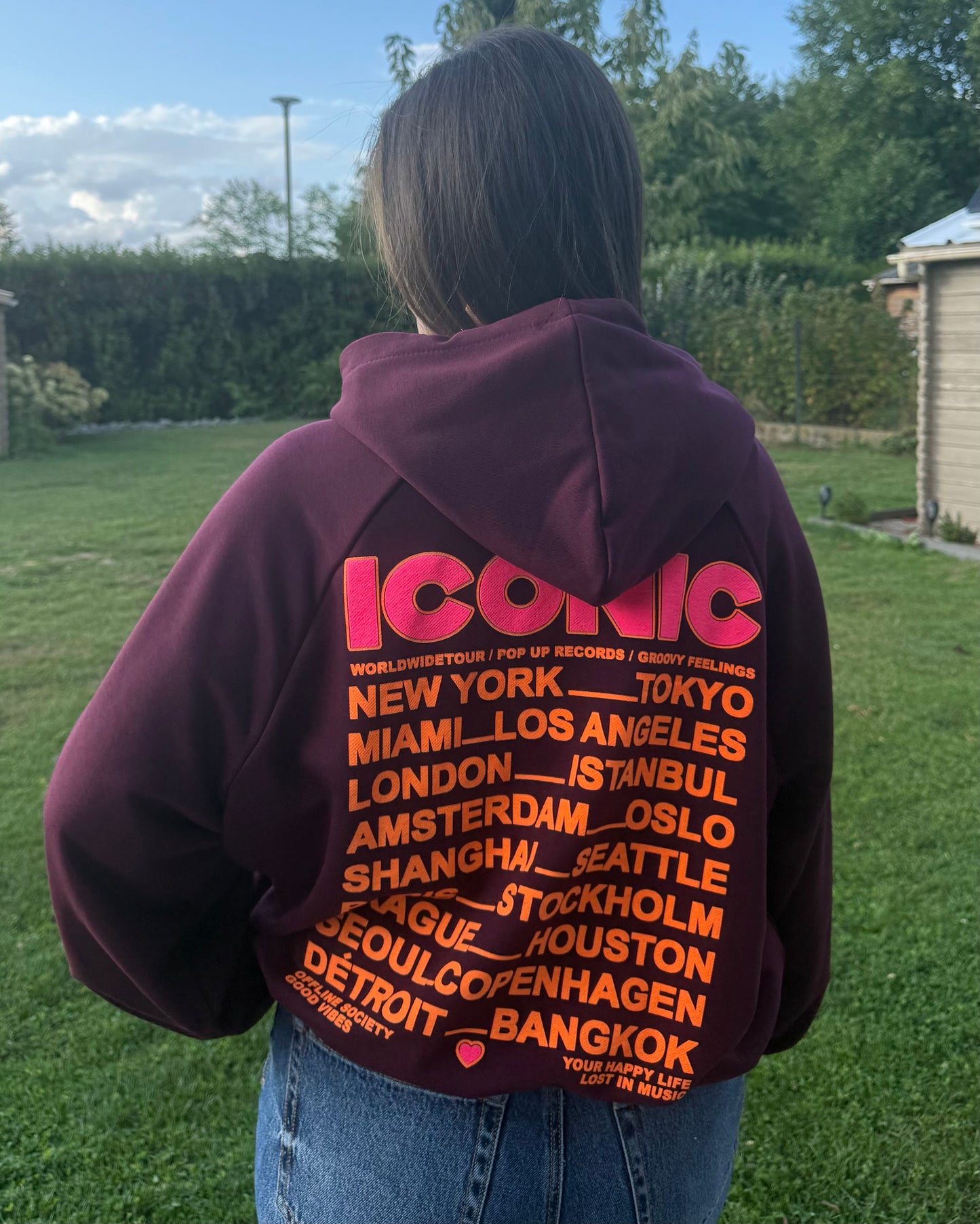 Sweat capuche Iconic bordeau