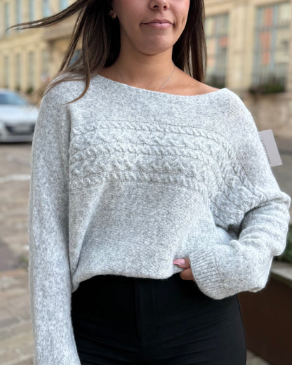 Pull col bateau gris