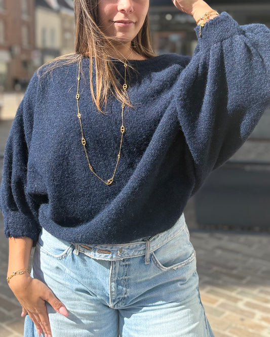 Pull épaule dénudée marine