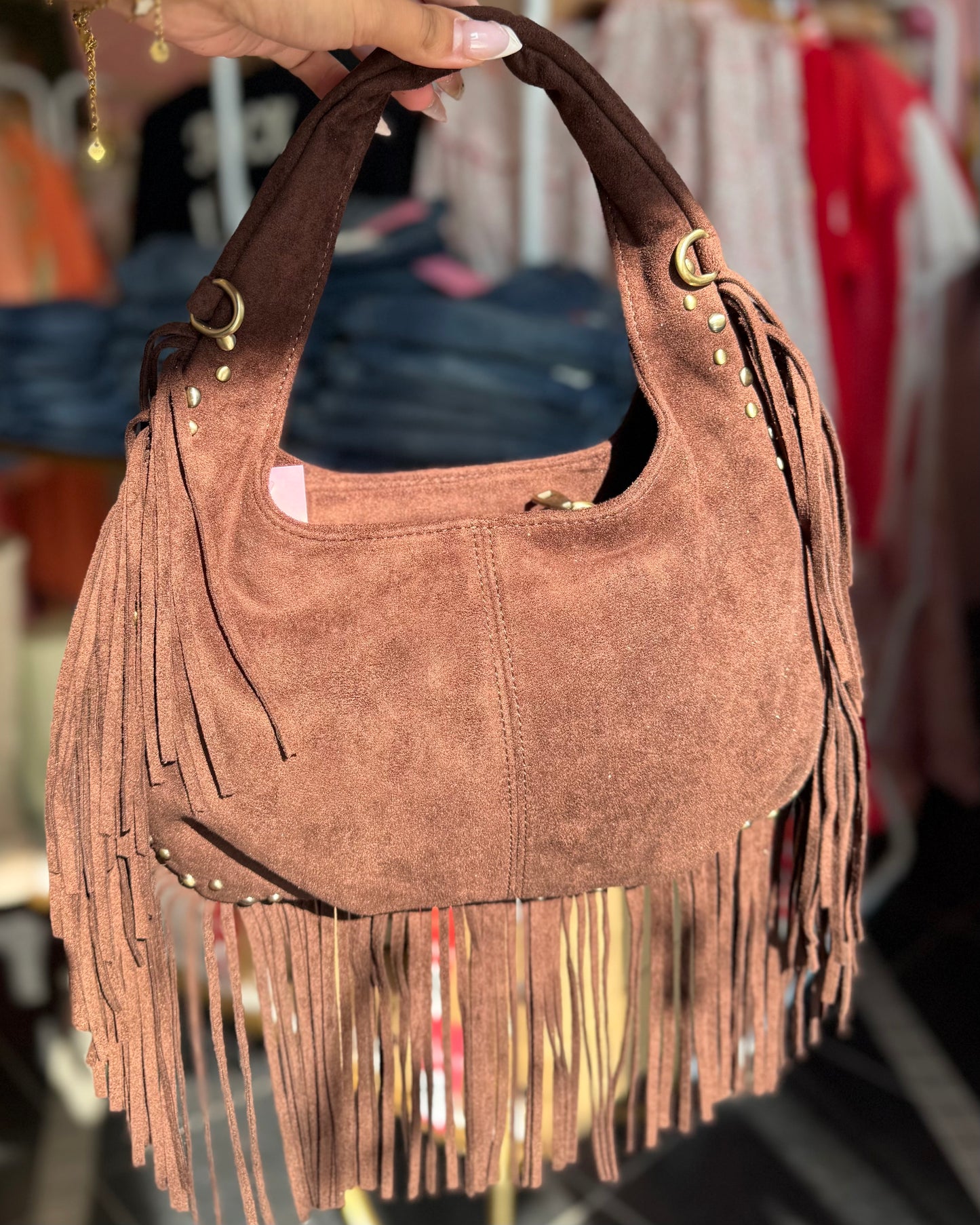 Sac franges marron