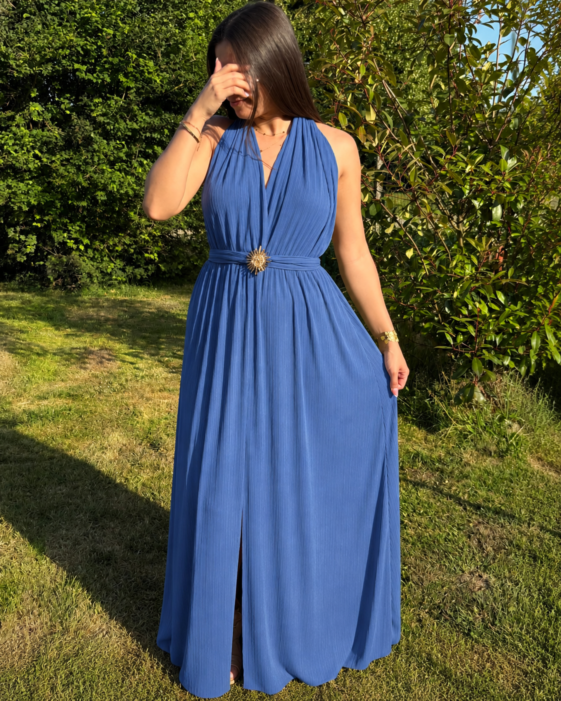 Robe dos nu bleu