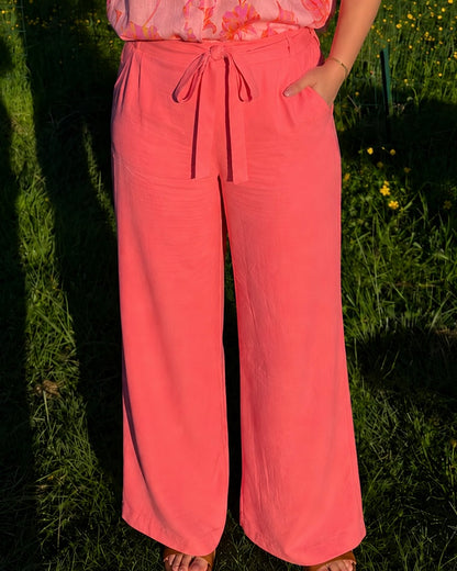 Pantalon fluide corail