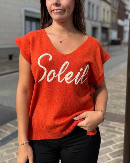 Pull sans manches Smile terracotta