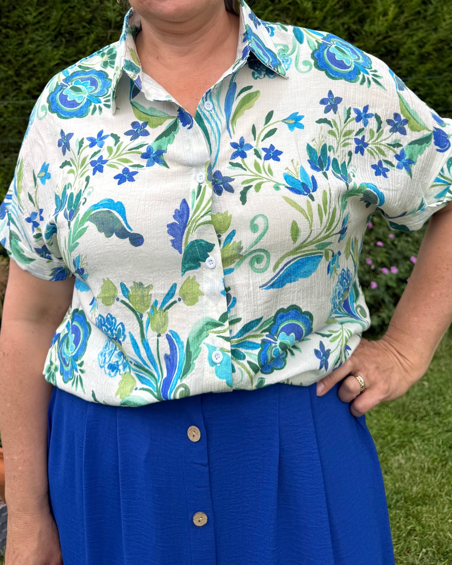 Chemise verte bleu
