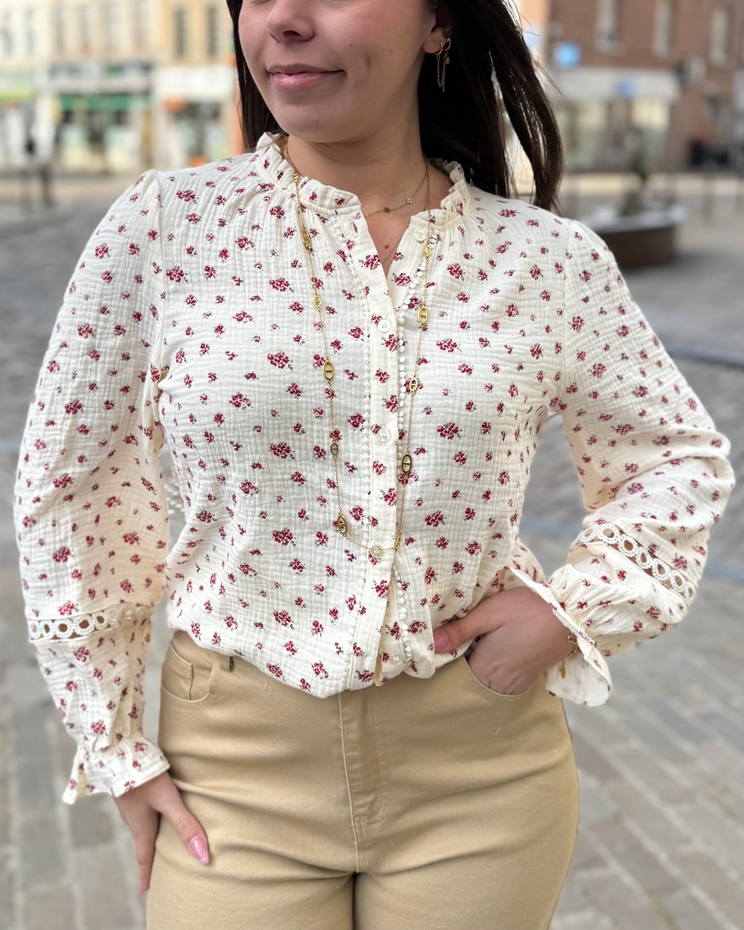 Chemise gaze de coton bordeaux