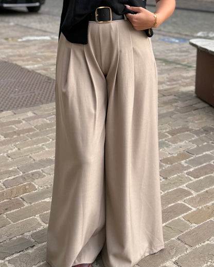 Pantalon large habillé taupe