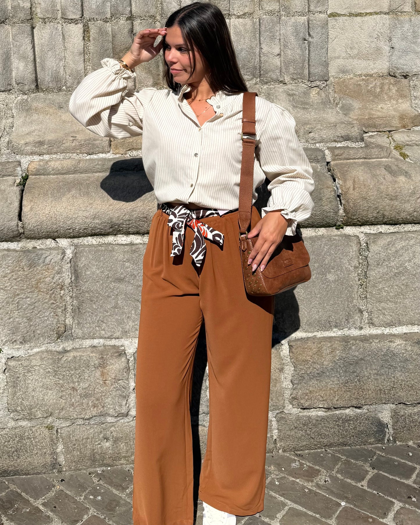 Pantalon Fiona marron curvy