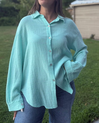 Chemise good vibes turquoise