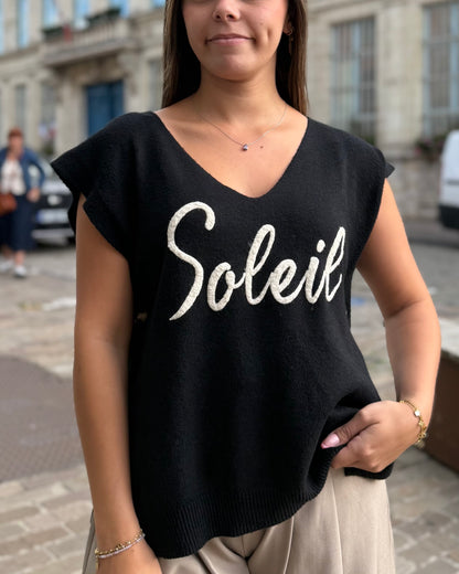 Pull sans manches Smile noir