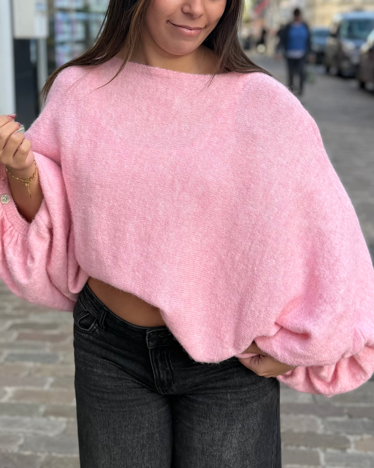 Pull oversize chauve souris rose 36 à 50