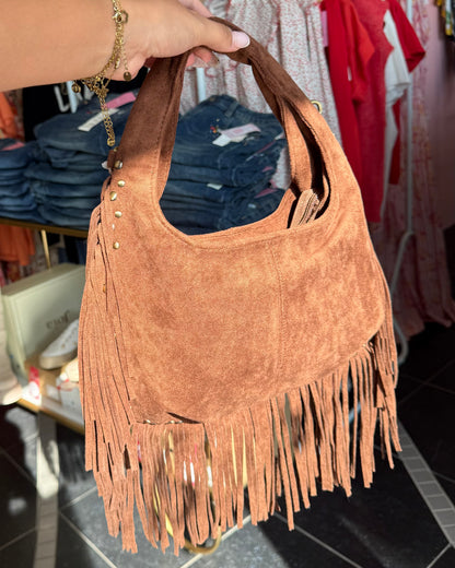 Sac franges noir camel
