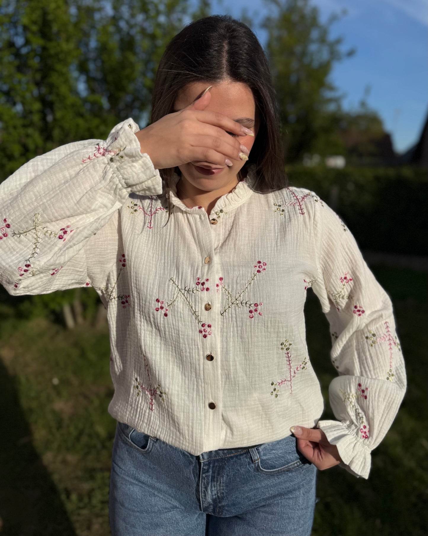 Chemise brodé gaze de coton