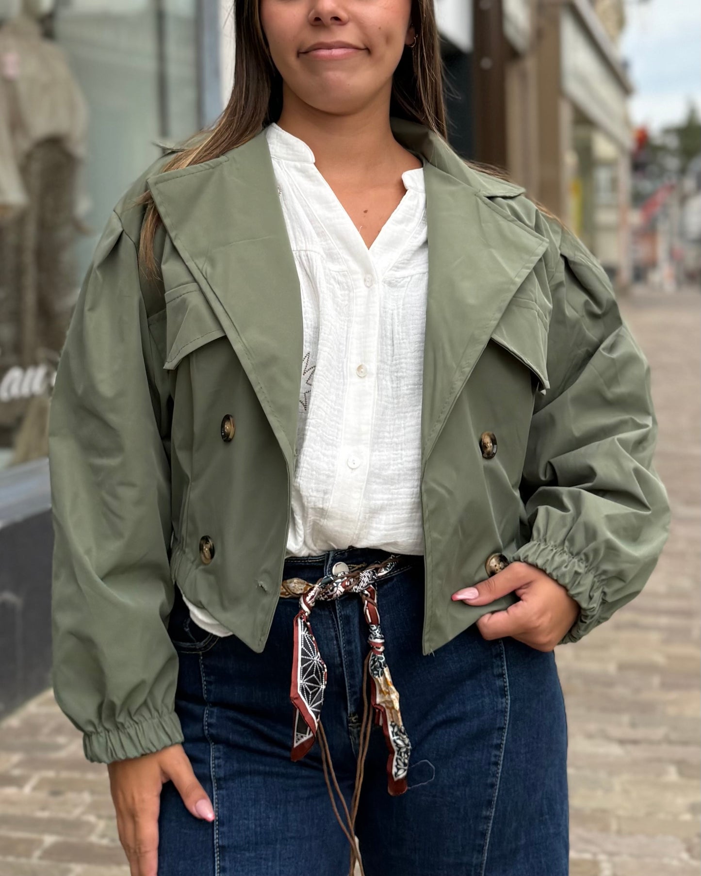 Veste cintré à la taille kaki
