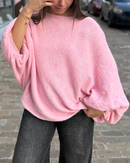Pull oversize chauve souris rose 36 à 50