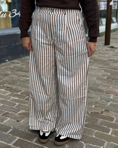 Pantalon rayures camel