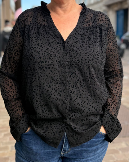 Chemise noire texturée