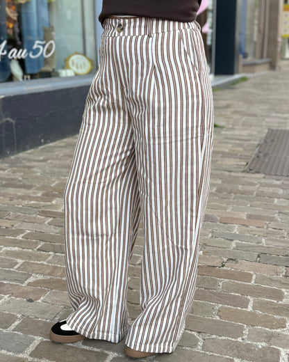 Pantalon rayures camel