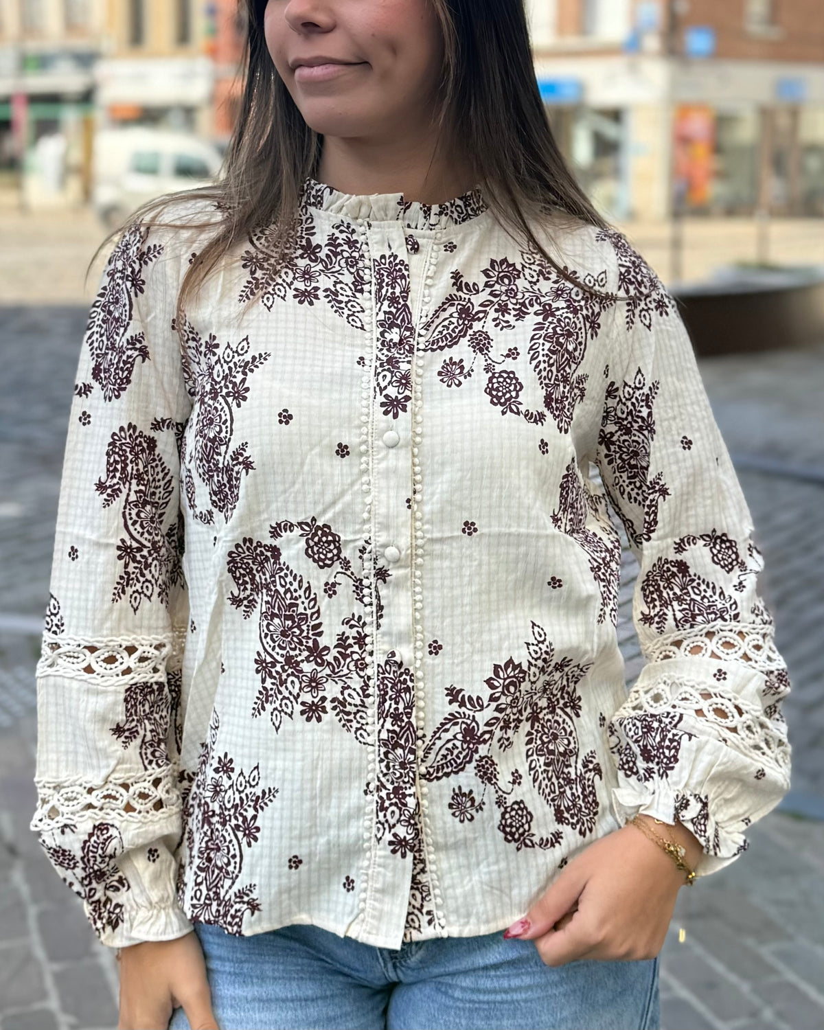 Chemise fleurie bordeaux