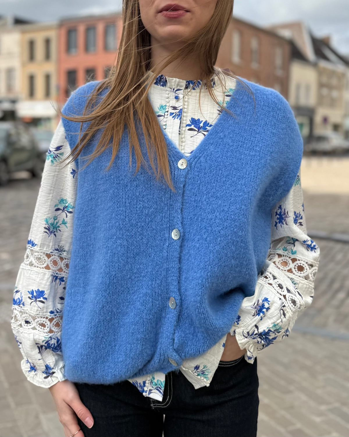 Gilet bleu royal Alpaga