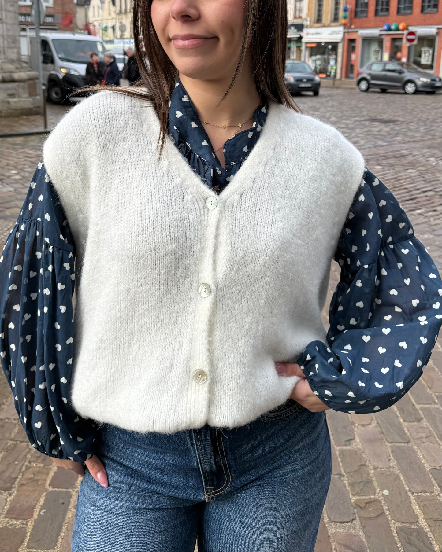 Chemise marine cœur