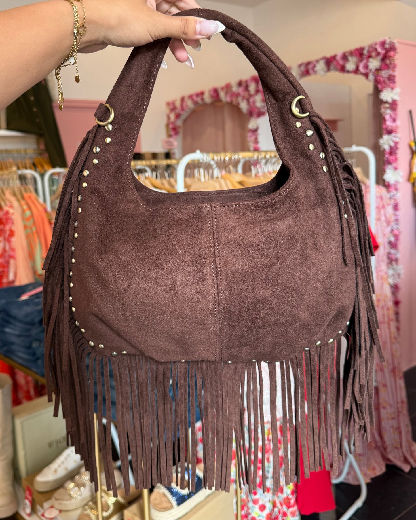 Sac franges marron