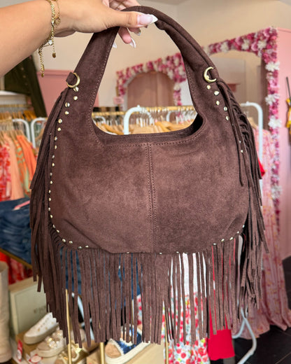 Sac franges marron