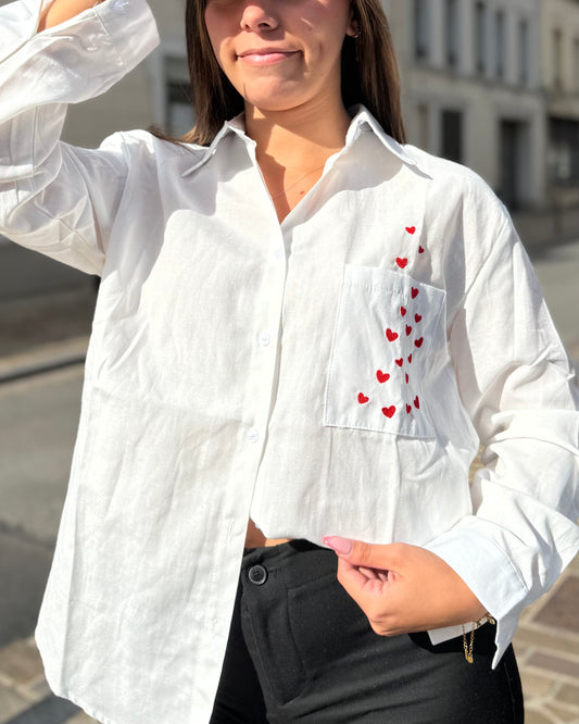 Chemise blanche cœur brodé By Rayanna