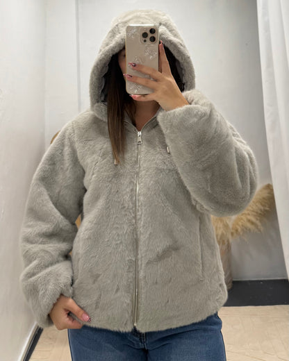 Veste fourrure grise