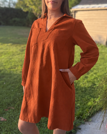 Robe droite rouille en coton